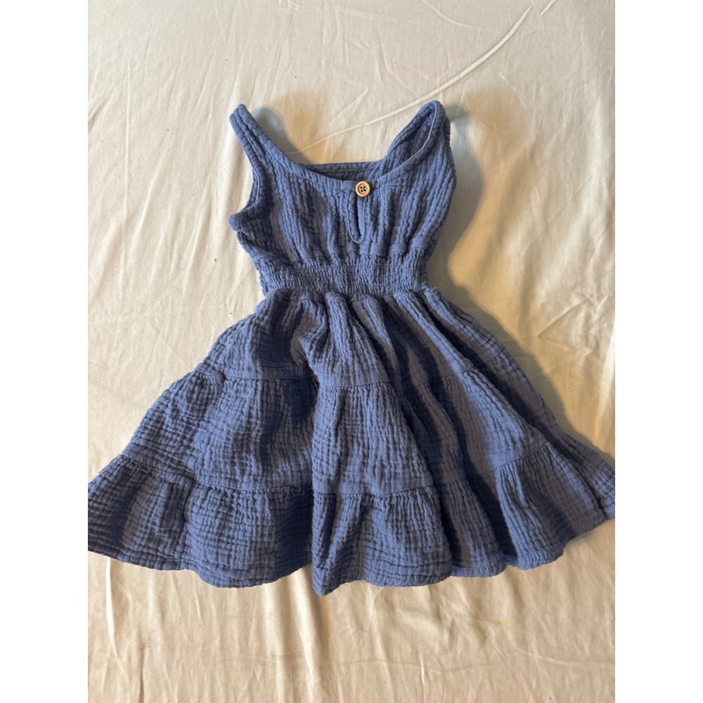 Bearpaw Tiered Gauze‎ Dress Kids 2T Blue Excellent Boho Smocked Sleeveless
